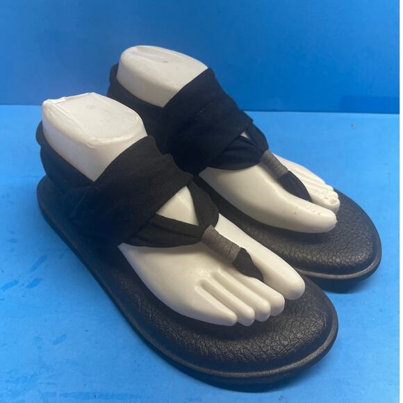 Women's Sanuk Yoga Sling 2 Sandals Flip Flops Size 9 Solid Black - Picture 5 of 11